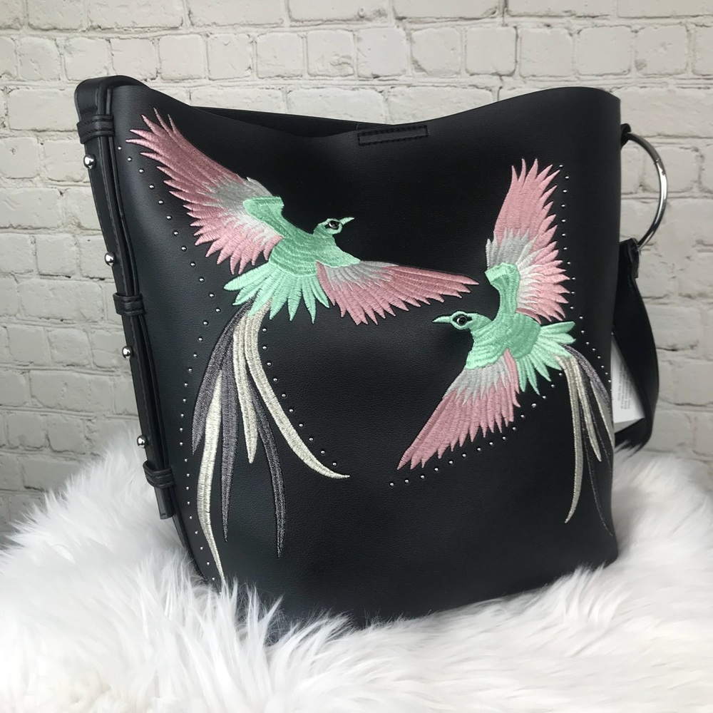Topshop Rebecca Embellished faux leather bird bag